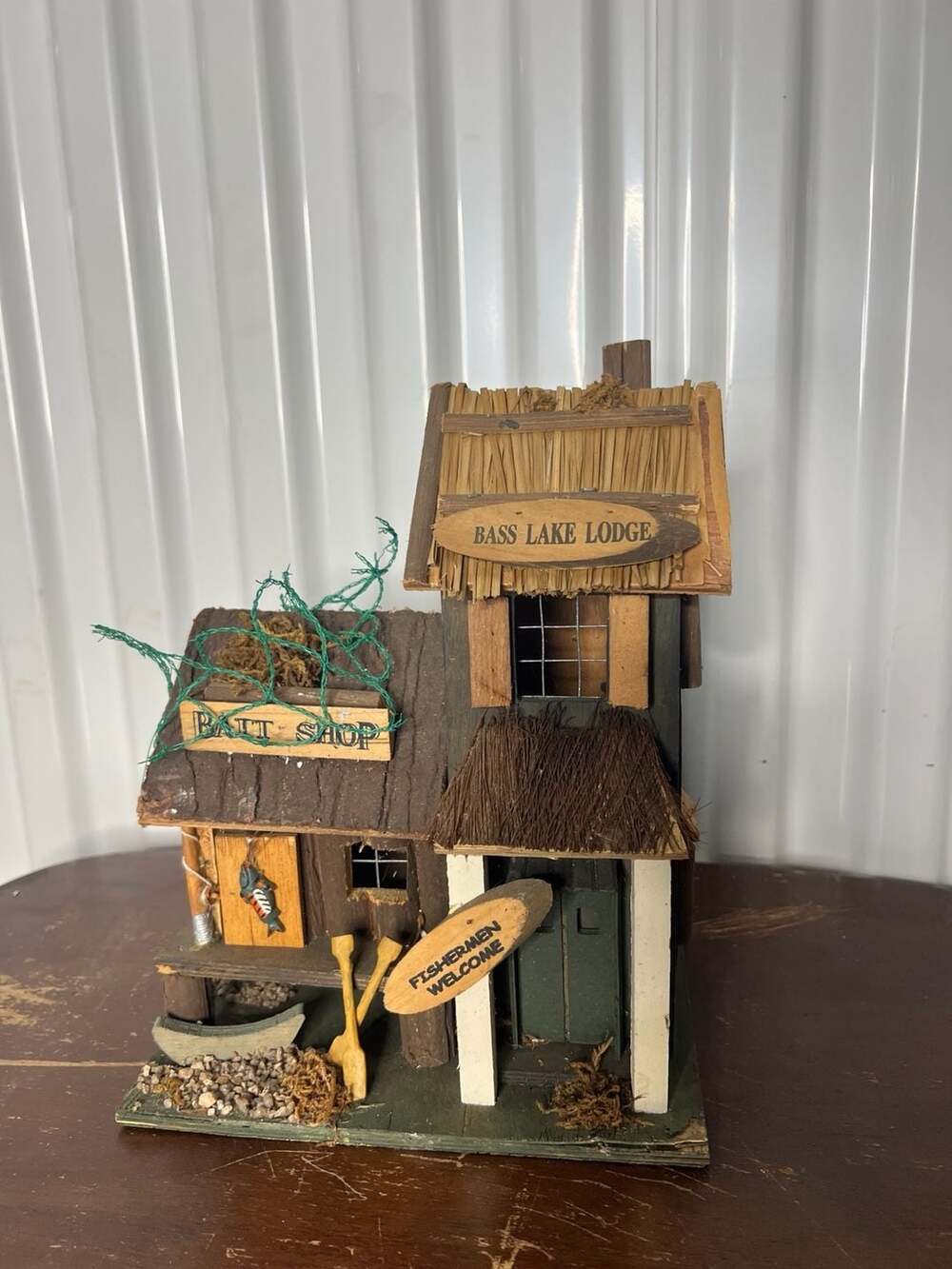 Songbird Valley Bass Lake Lodge & Bait Shop Wooden Birdhouse for Outside